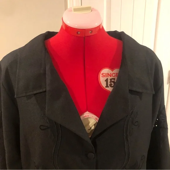 Vintage Floral Embroidered Gothic Full Length Oversized Duster / Trench Coat - Picture 11 of 16